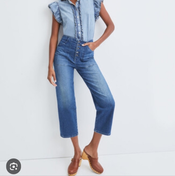 Veronica Beard Crosbie Wide Leg Crop Jean - Picture 3 of 10